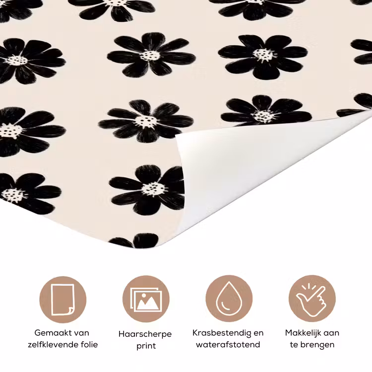 Deursticker - Grafisch - Madeliefjes - Zwart - Beige — 3