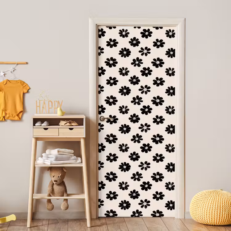 Deursticker - Grafisch - Madeliefjes - Zwart - Beige — 6