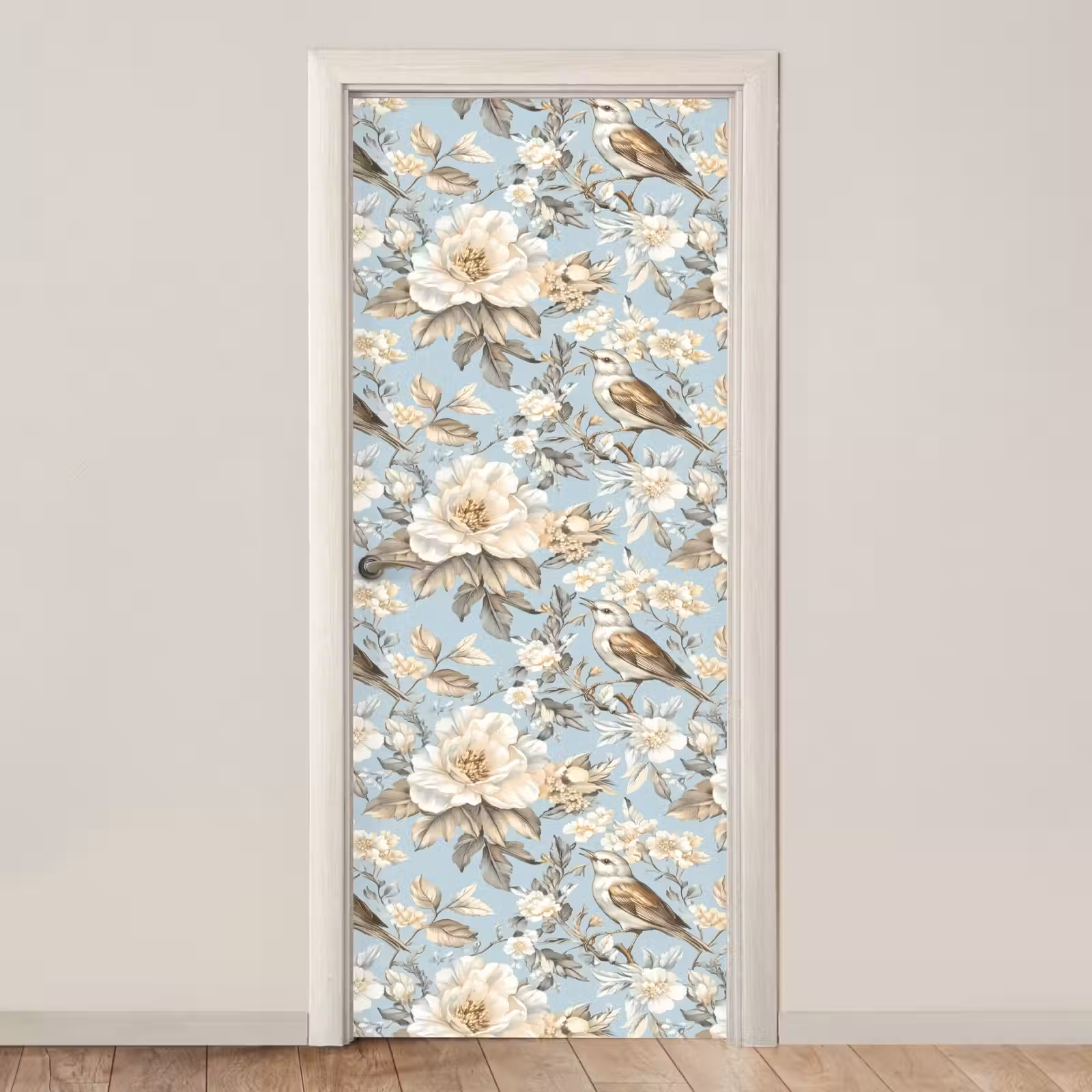 Deursticker - Botanisch - Zangvogel - Blauw — 1