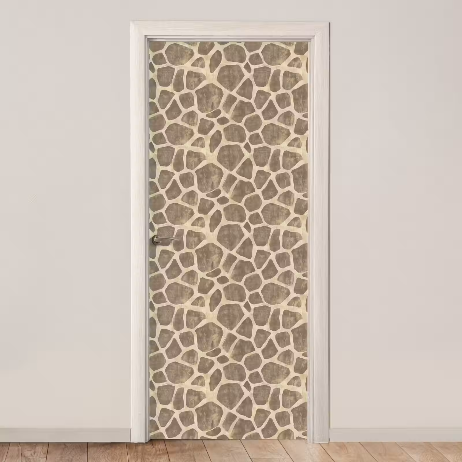 Deursticker - Giraf - Patroon - Beige - Bruin — 1