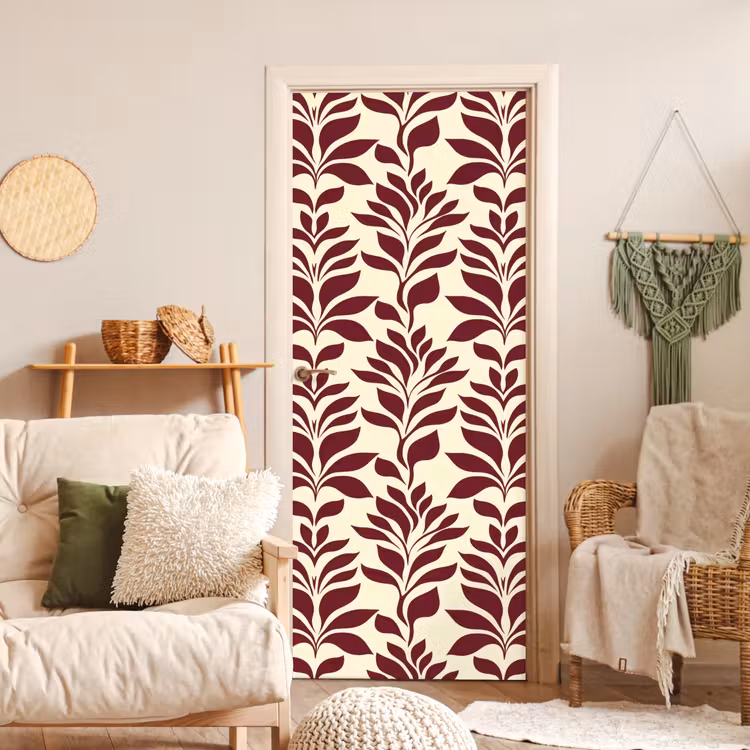 Deursticker - Abstract - Bladeren - Burgundy — 4