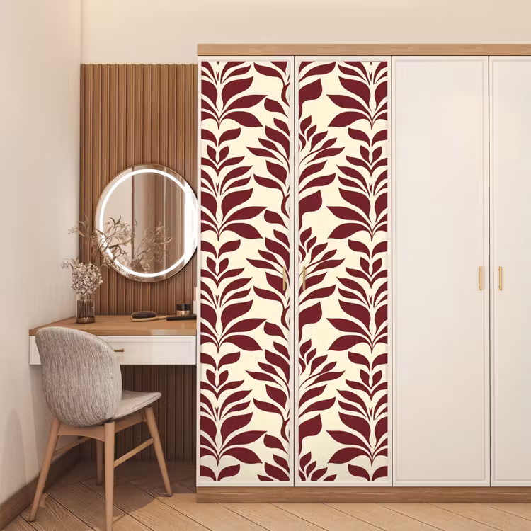 Deursticker - Abstract - Bladeren - Burgundy — 5