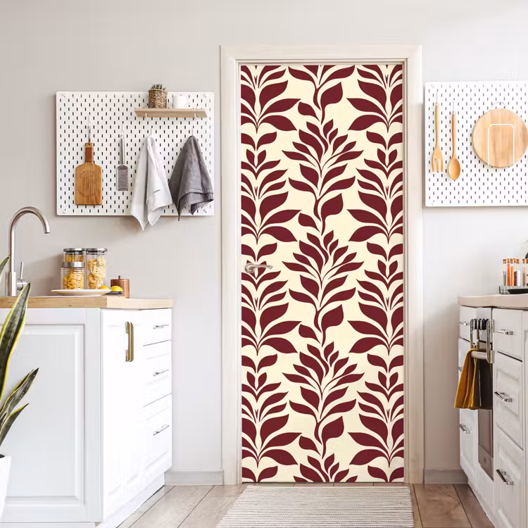Deursticker - Abstract - Bladeren - Burgundy — 7