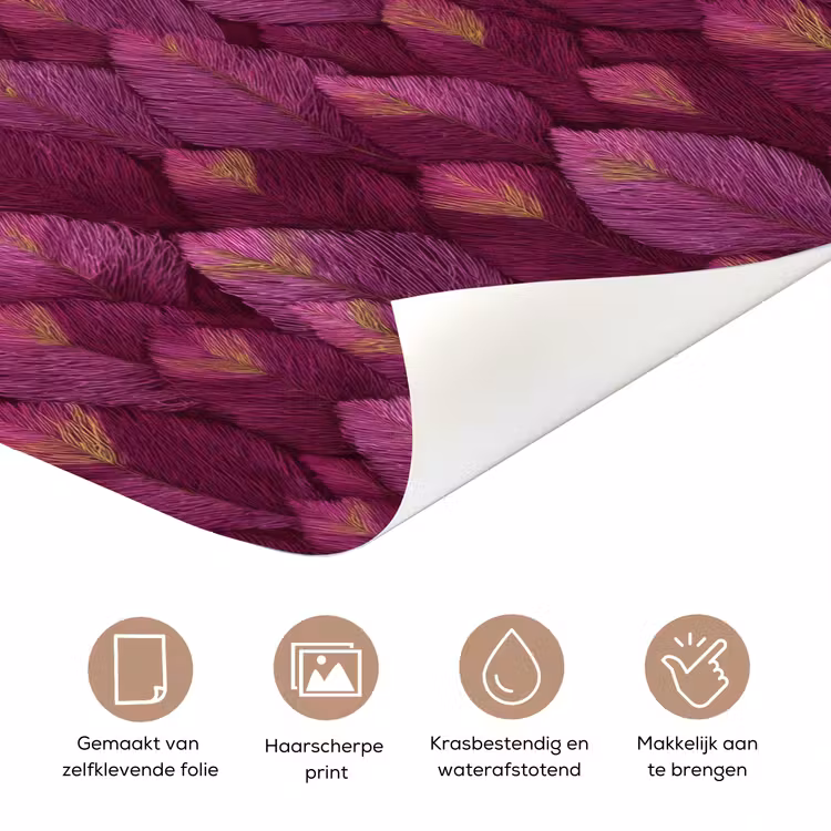 Deursticker - Bladeren - Patroon - Burgundy — 3