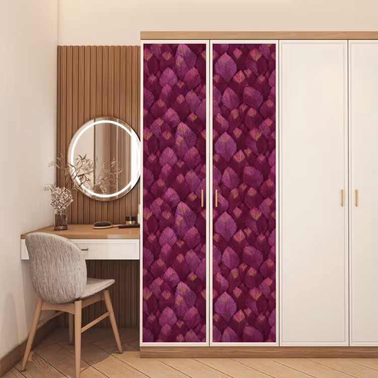Deursticker - Bladeren - Patroon - Burgundy — 5