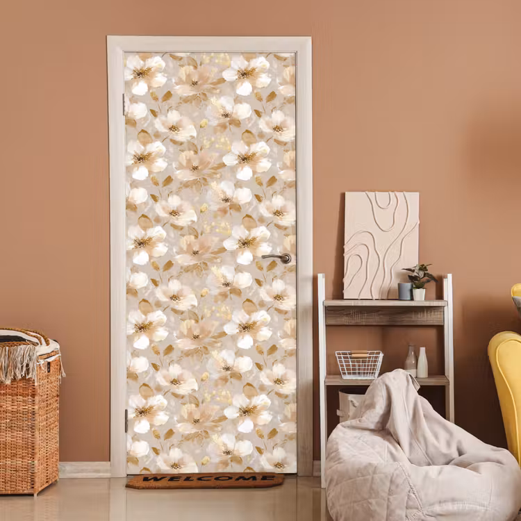 Deursticker - Bloemen - artistiek - Goud — 2