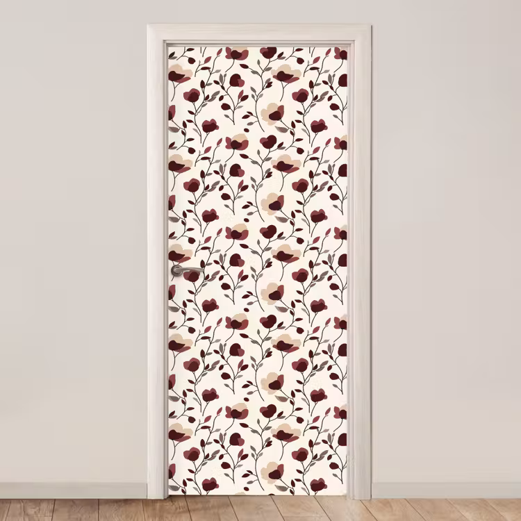 Deursticker - Bloemen - Botanisch - Bordeaux — 1
