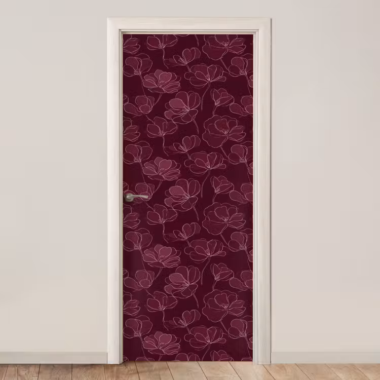 Deursticker - Bloemen - Patroon - Bordeauxrood — 1