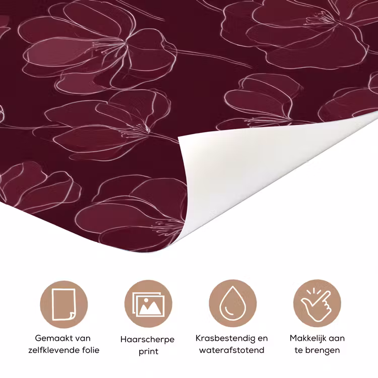 Deursticker - Bloemen - Patroon - Bordeauxrood — 3