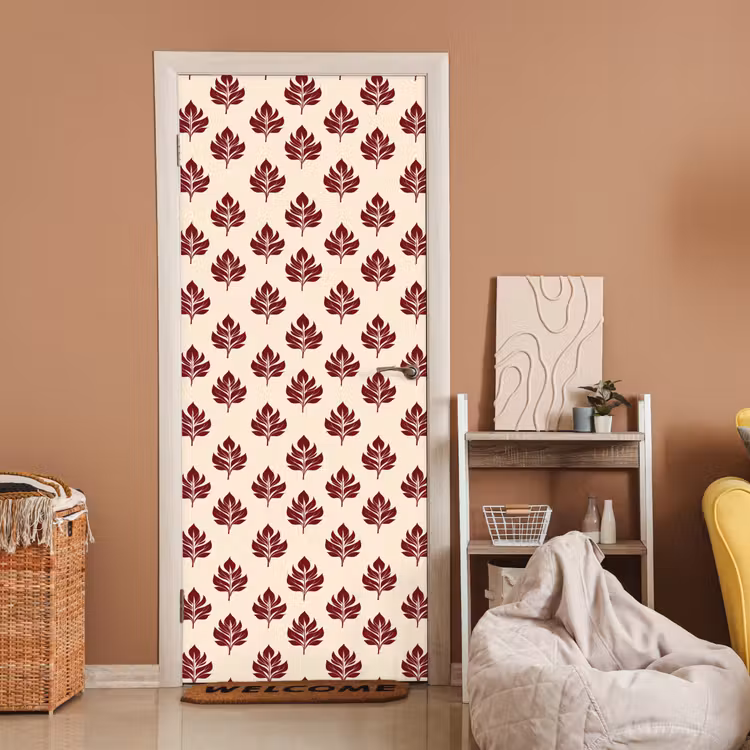 Deursticker - Botanisch - Patroon - Bordeaux — 2