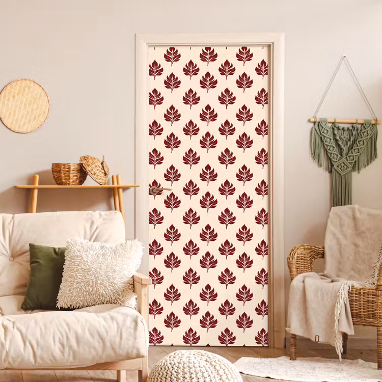 Deursticker - Botanisch - Patroon - Bordeaux — 4