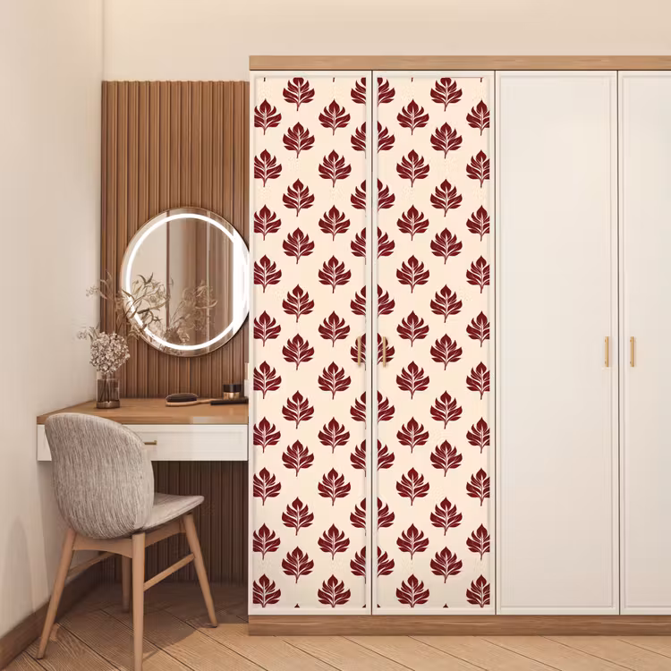 Deursticker - Botanisch - Patroon - Bordeaux — 5