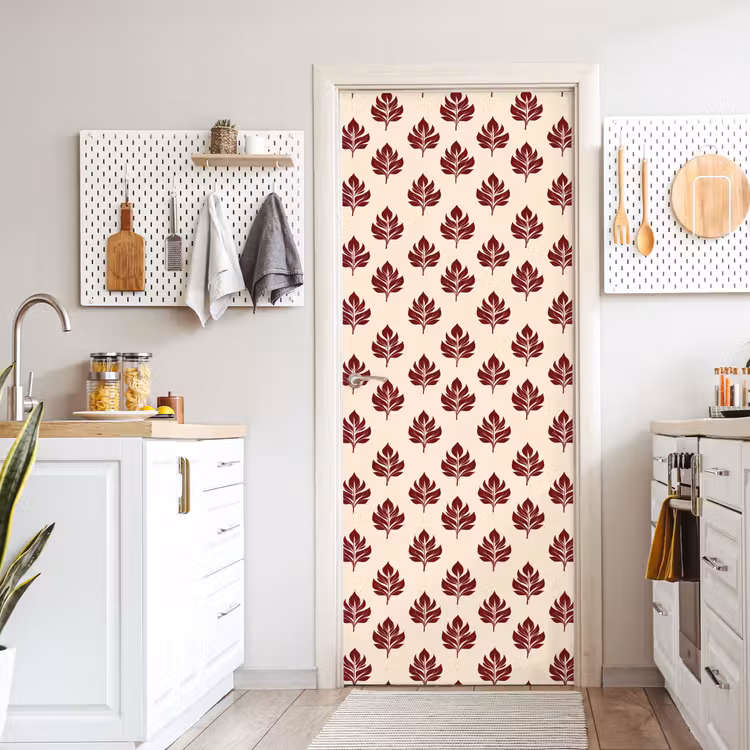 Deursticker - Botanisch - Patroon - Bordeaux — 7