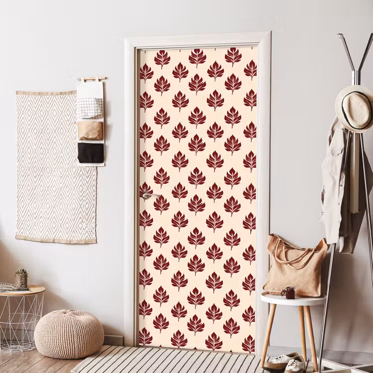 Deursticker - Botanisch - Patroon - Bordeaux — 8