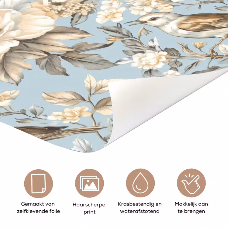 Deursticker - Botanisch - Zangvogel - Blauw — 3