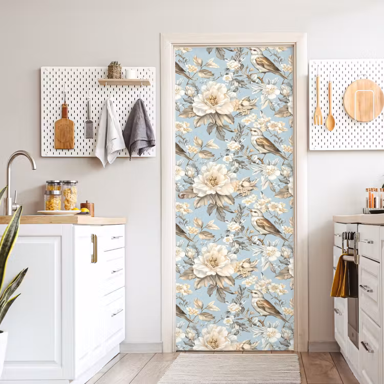 Deursticker - Botanisch - Zangvogel - Blauw — 7
