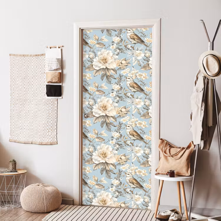 Deursticker - Botanisch - Zangvogel - Blauw — 8