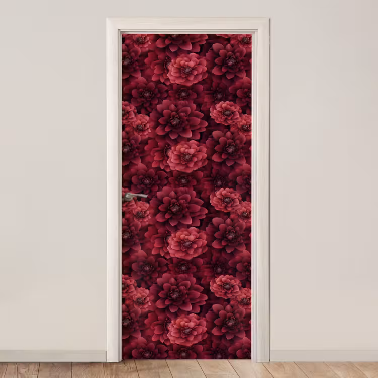 Deursticker - Dahlias - Bloemen - Rood — 1