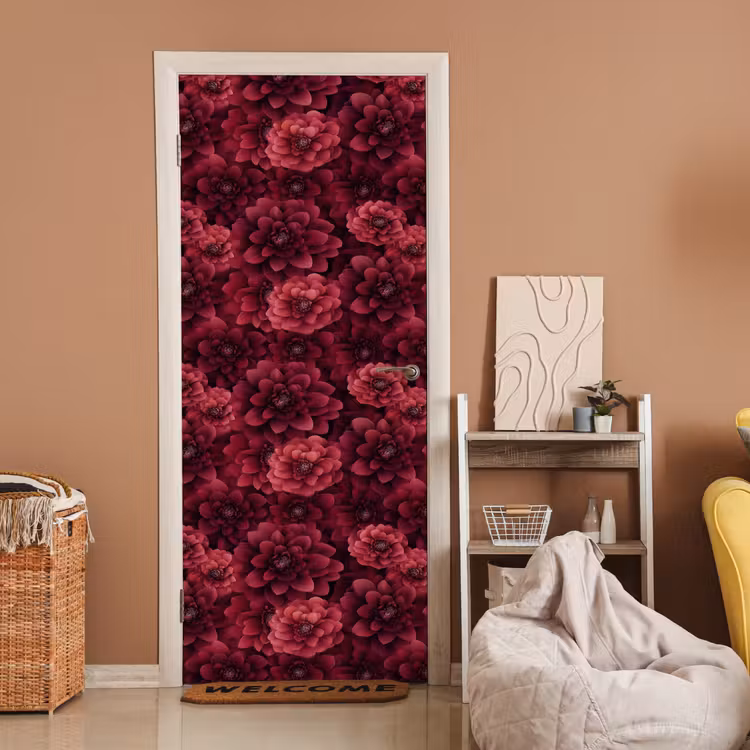 Deursticker - Dahlias - Bloemen - Rood — 2