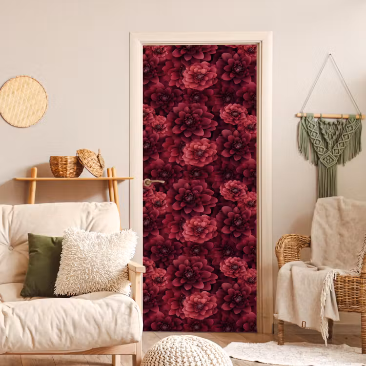 Deursticker - Dahlias - Bloemen - Rood — 4