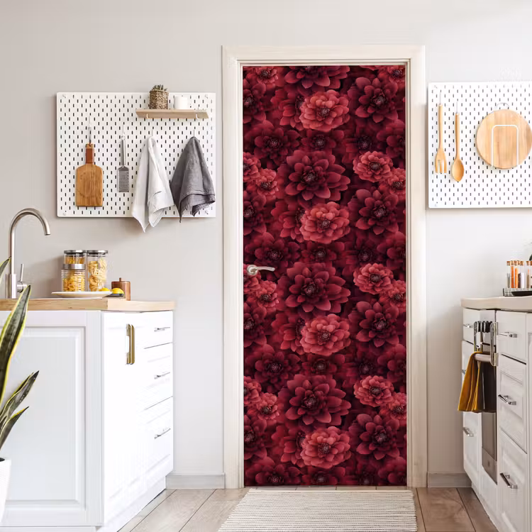 Deursticker - Dahlias - Bloemen - Rood — 7