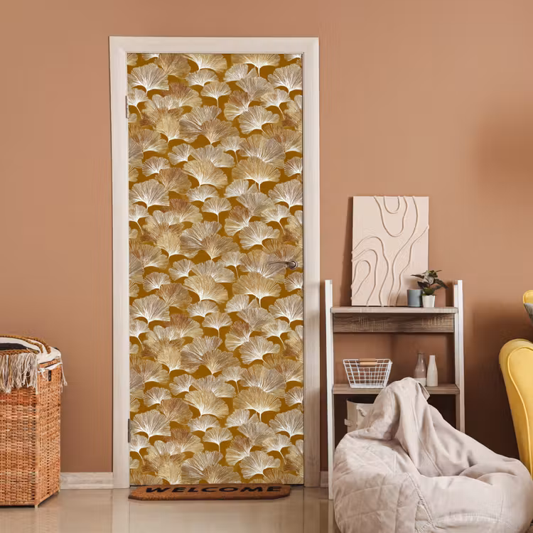 Deursticker - Ginkgo - Bladeren - Goud — 2