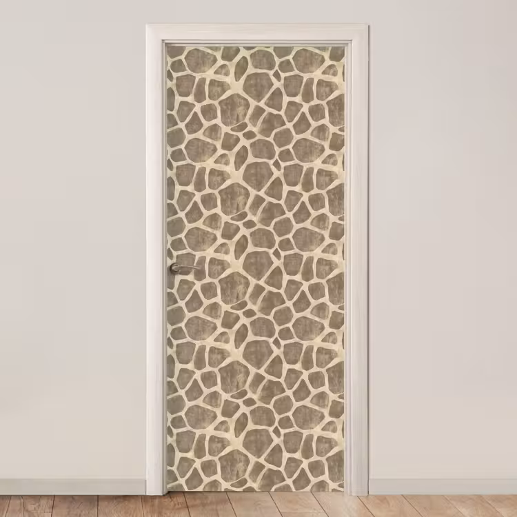 Deursticker - Giraf - Patroon - Beige - Bruin — 1
