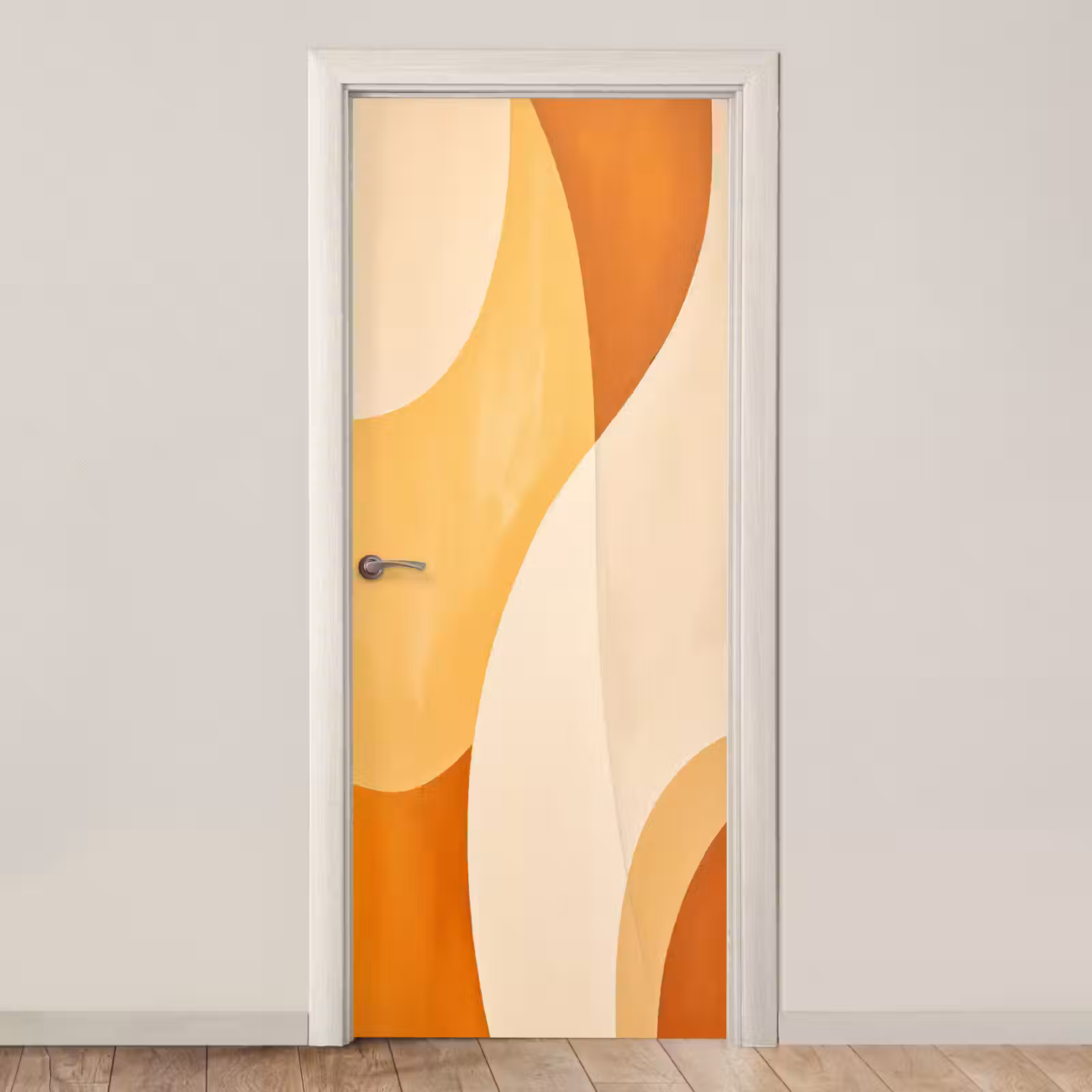 Deursticker - Abstract - Patroon - Modern - Beige - Oranje — 1
