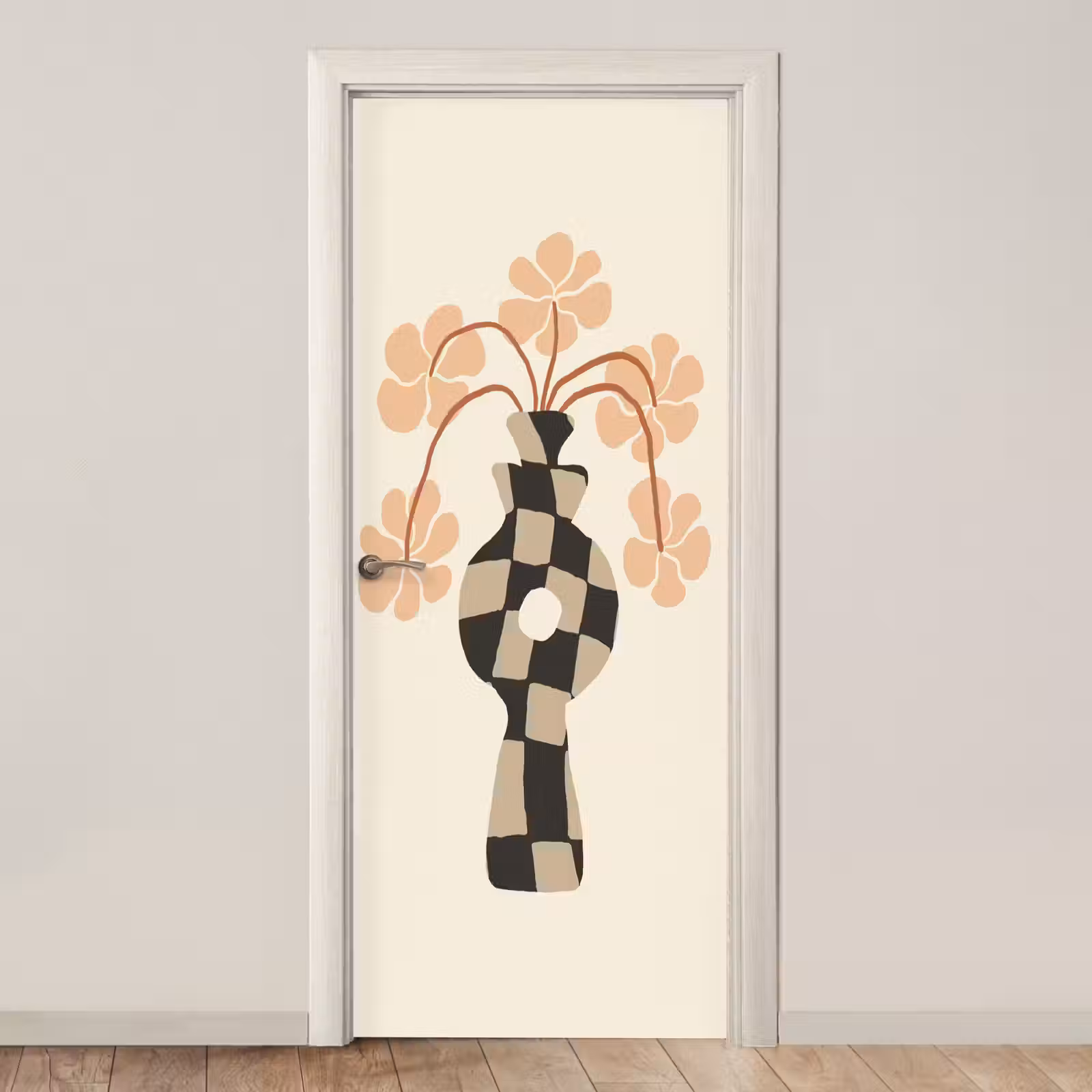 Deursticker - Bloemen - Vaas - Abstracte kunst - Modern — 1
