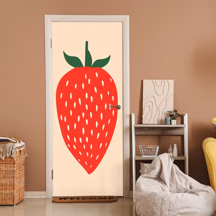 Deursticker - Aardbei - Rood - Modern - Boho — 2