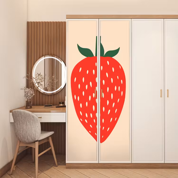 Deursticker - Aardbei - Rood - Modern - Boho — 5