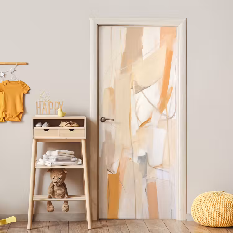 Deursticker - Abstract - Beige - Oranje - Kunst - Modern — 6