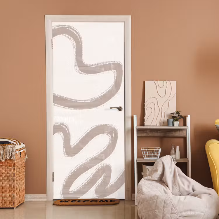 Deursticker - Abstract - Moderne kunst - Beige — 2