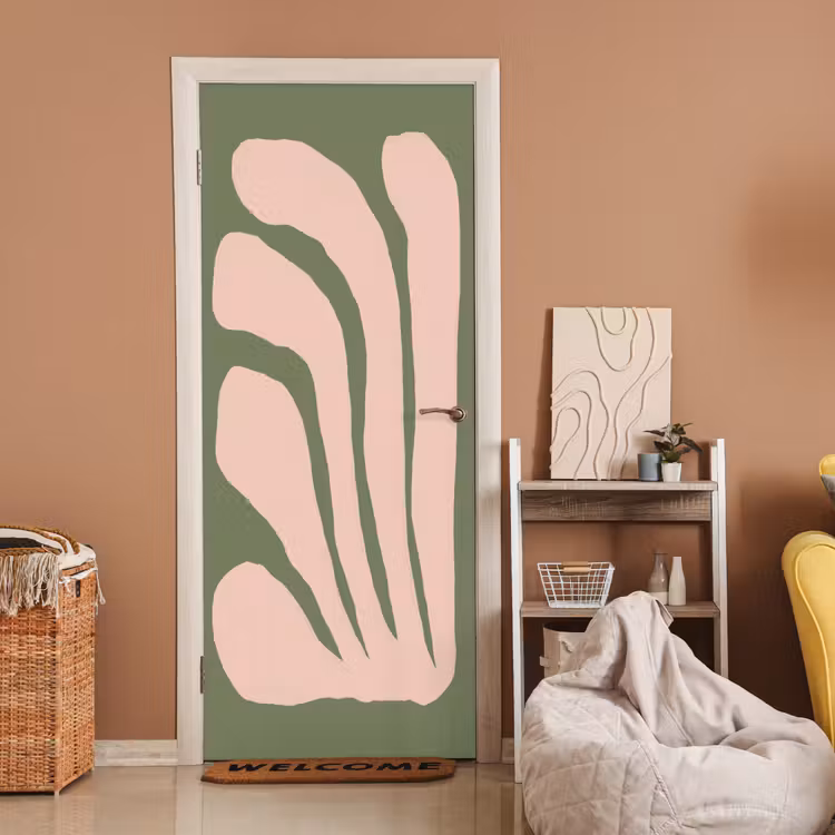 Deursticker - Abstract - Natuur - Pastel - Roze — 2