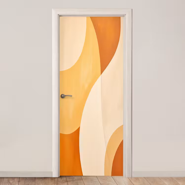 Deursticker - Abstract - Patroon - Modern - Beige - Oranje — 1