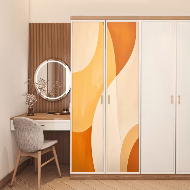 Deursticker - Abstract - Patroon - Modern - Beige - Oranje — 5
