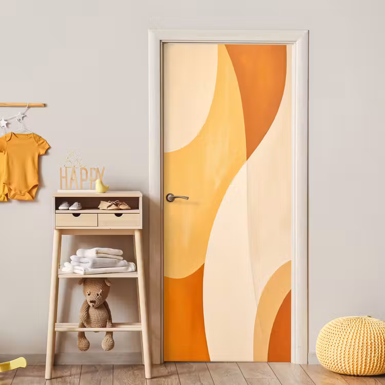 Deursticker - Abstract - Patroon - Modern - Beige - Oranje — 6