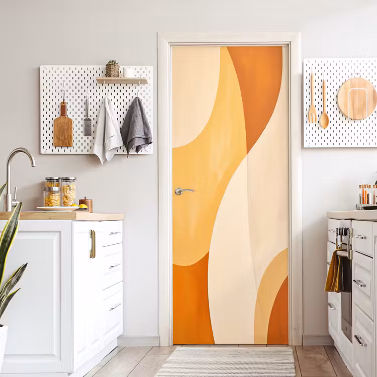 Deursticker - Abstract - Patroon - Modern - Beige - Oranje — 7