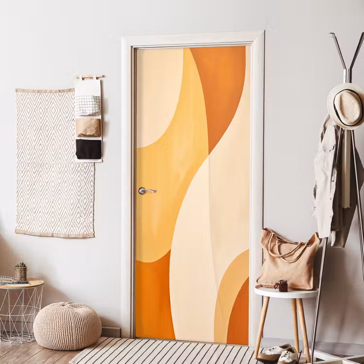Deursticker - Abstract - Patroon - Modern - Beige - Oranje — 8