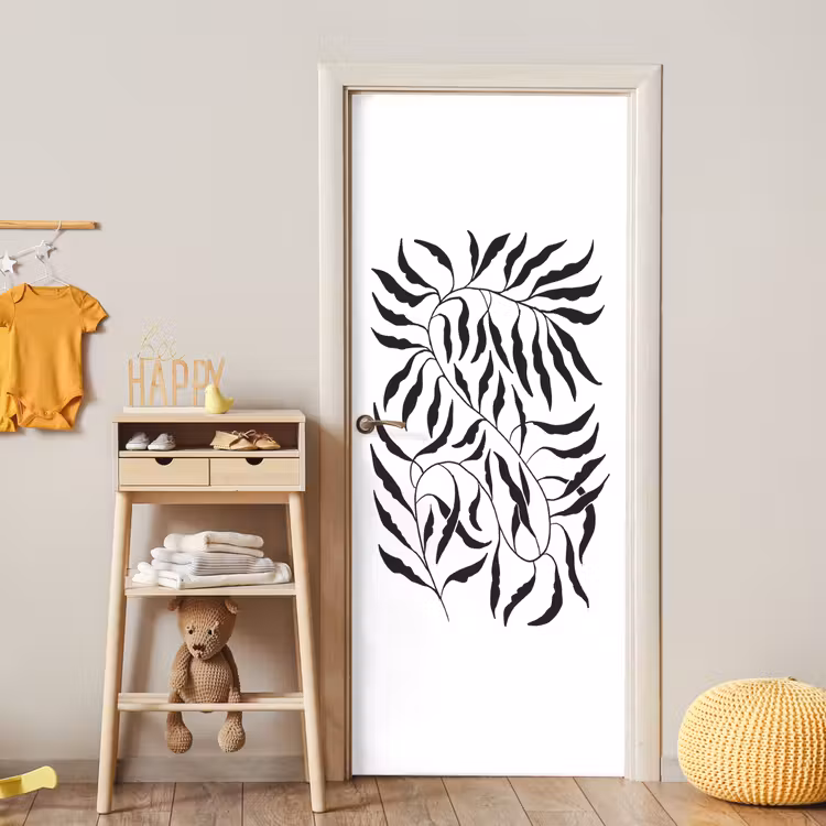 Deursticker - Bladeren - Planten - Bohemian - Wit - Abstract — 6