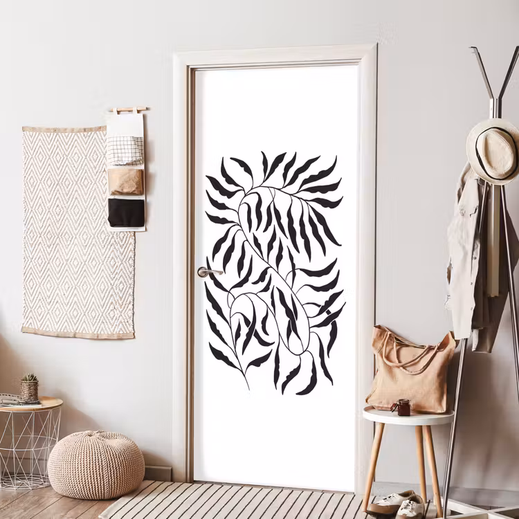 Deursticker - Bladeren - Planten - Bohemian - Wit - Abstract — 8