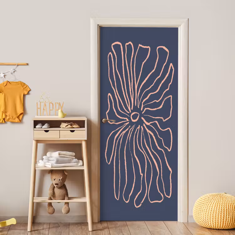 Deursticker - Bloemen - Bohemian - Roze - Pastel — 6