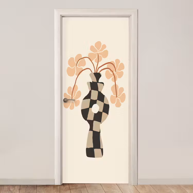 Deursticker - Bloemen - Vaas - Abstracte kunst - Modern — 1