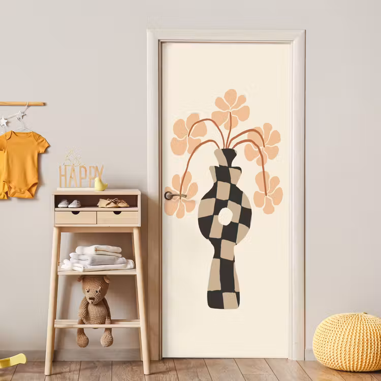 Deursticker - Bloemen - Vaas - Abstracte kunst - Modern — 6