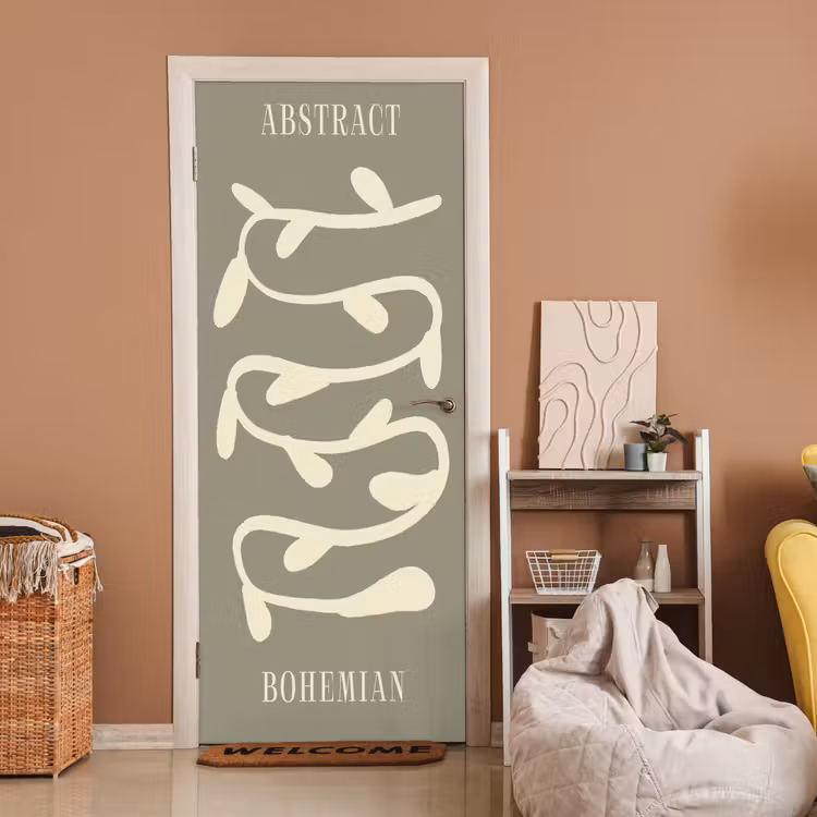 Deursticker - Bohemian - Planten - Groen - Abstract — 2