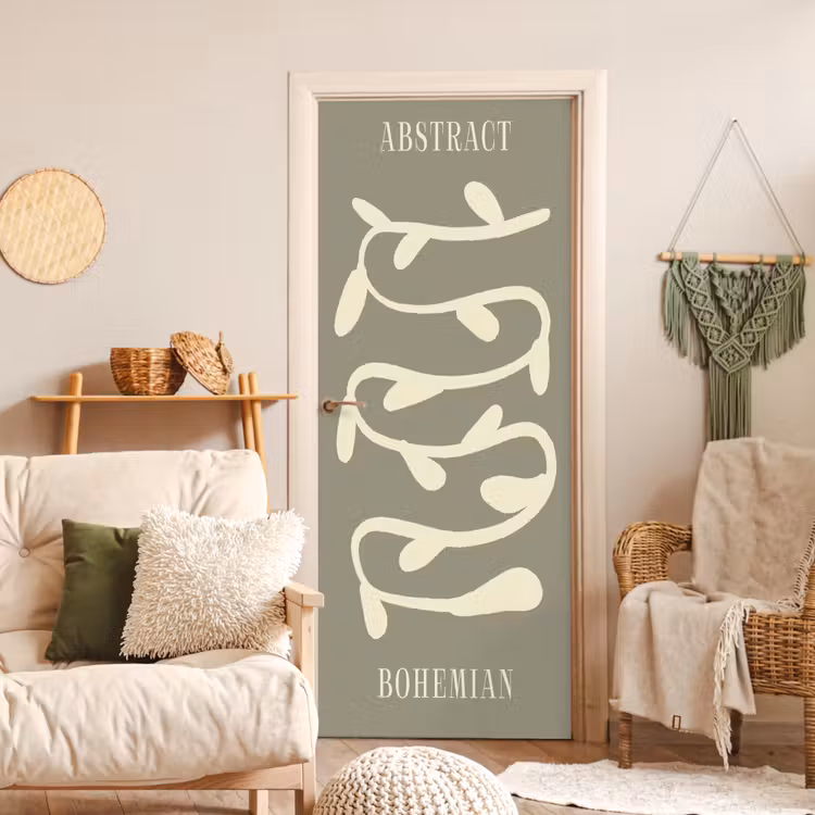 Deursticker - Bohemian - Planten - Groen - Abstract — 4