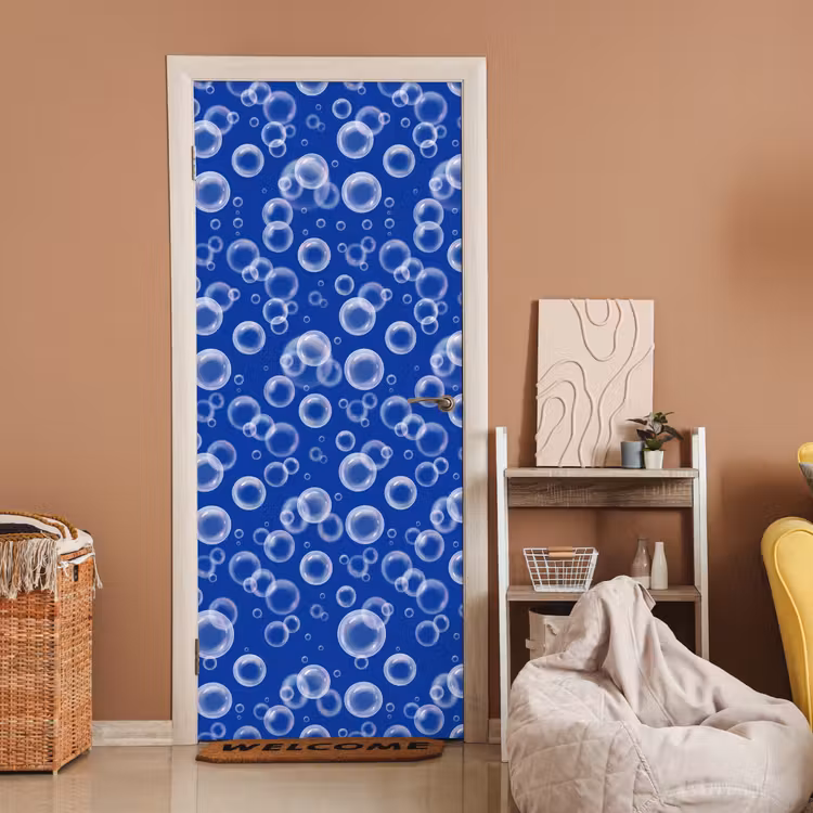 Deursticker - Bubbels - Patroon - Blauw — 2