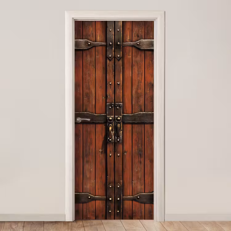Deursticker - Deur - Houtlook - Bruin - Planken — 1