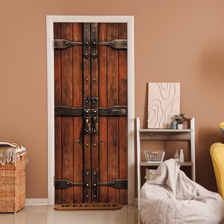 Deursticker - Deur - Houtlook - Bruin - Planken — 2