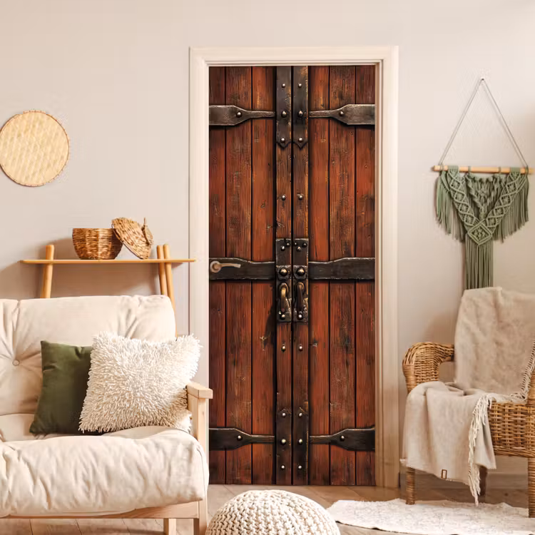 Deursticker - Deur - Houtlook - Bruin - Planken — 4